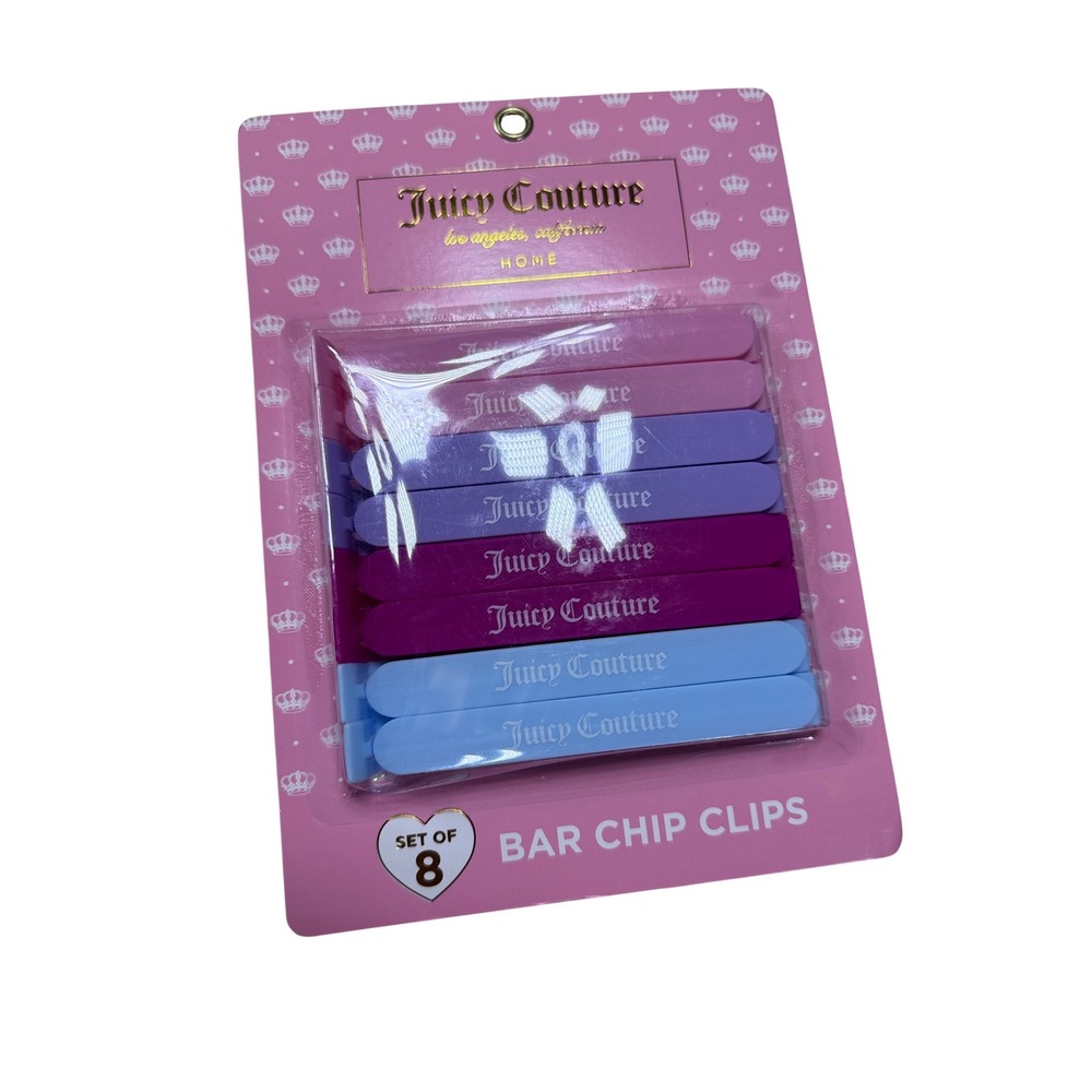 Juicy Couture Home Bar Chip Clips Set of 8 Pink Purple Blue Kitchen Accessories